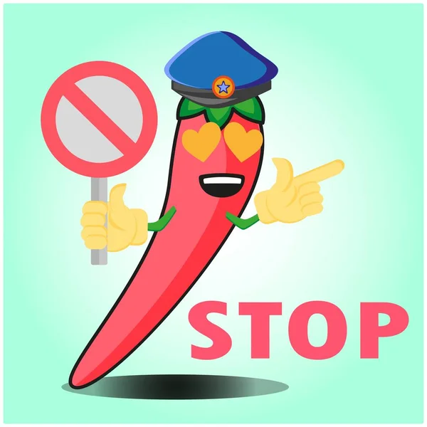 Lindo Personaje Dibujos Animados Oficial Policía Chile Mexicano Con Sombrero — Vector de stock