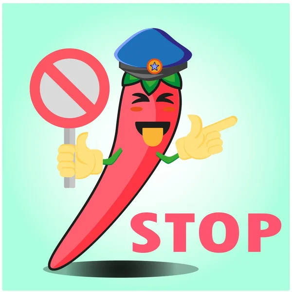 Lindo Personaje Dibujos Animados Oficial Policía Chile Mexicano Con Sombrero — Vector de stock