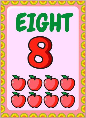 Kırmızı elma tasarımı ile okul öncesi bebek matematiği