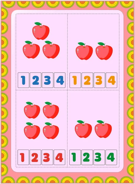Математика Дошкільного Віку Дизайном Червоного Яблука — стоковий вектор