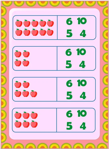 Matematica Bambini Età Prescolare Con Disegno Mela Rossa — Vettoriale Stock