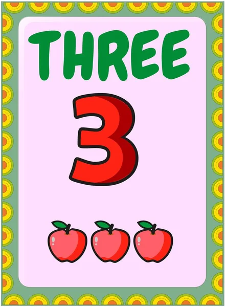 赤リンゴのデザインの就学前の幼児数学 — ストックベクタ