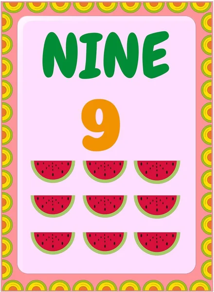 Matemáticas Preescolares Niños Pequeños Con Diseño Fruta Sandía — Vector de stock