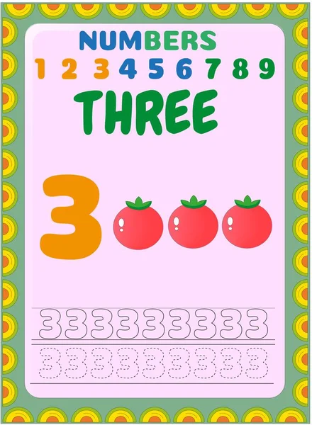 Børnehave Småbarn Matematik Med Tomat Frugt Design – Stock-vektor