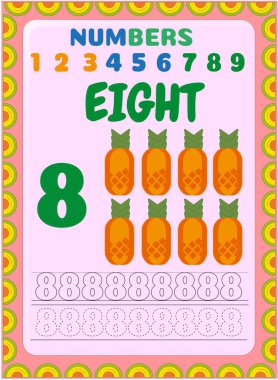 Anaokulu ve çocuk matematiği ananas meyve tasarımı ile