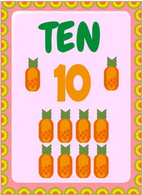 Anaokulu ve çocuk matematiği ananas meyve tasarımı ile