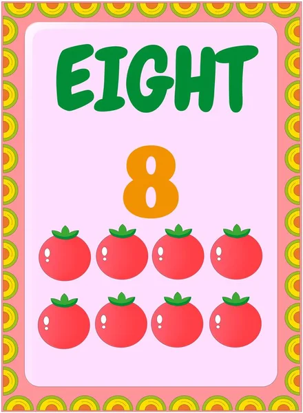 Matemáticas Preescolares Niños Pequeños Con Diseño Fruta Tomate — Archivo Imágenes Vectoriales