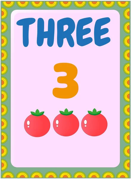 Matemáticas Preescolares Niños Pequeños Con Diseño Fruta Tomate — Vector de stock