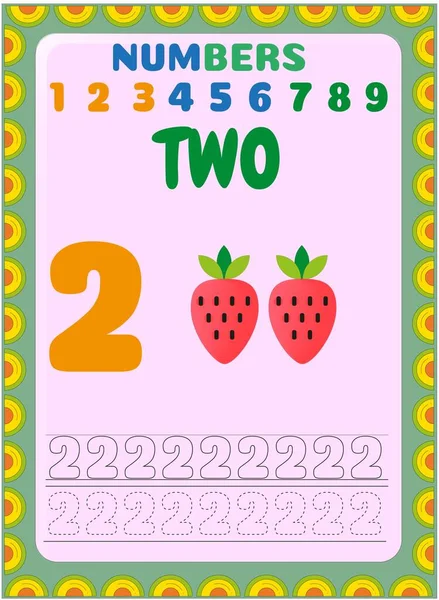 Matemáticas Preescolares Niños Pequeños Con Diseño Fruta Fresa — Archivo Imágenes Vectoriales