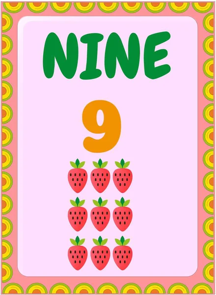 Matemáticas Preescolares Niños Pequeños Con Diseño Fruta Fresa — Archivo Imágenes Vectoriales