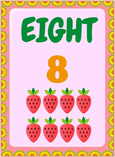 Mathématiques Préscolaires Tout Petits Avec Conception Fruits Fraise — Image vectorielle
