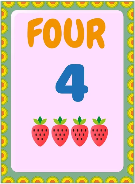 Preschool Toddler Math Strawberry Fruit Design — Stock Vector