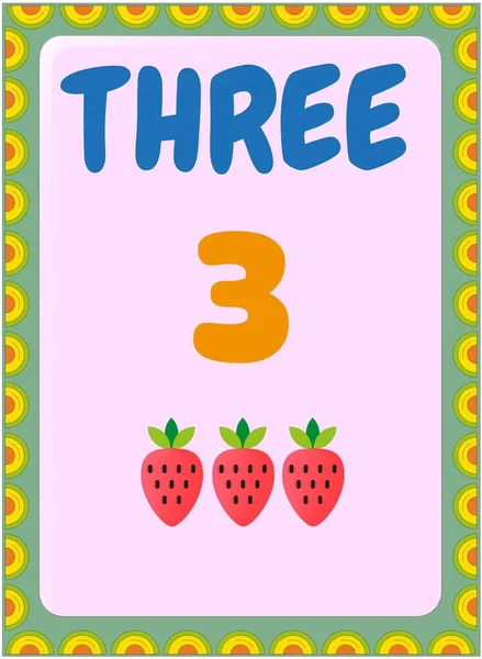 Matemáticas Preescolares Niños Pequeños Con Diseño Fruta Fresa — Vector de stock