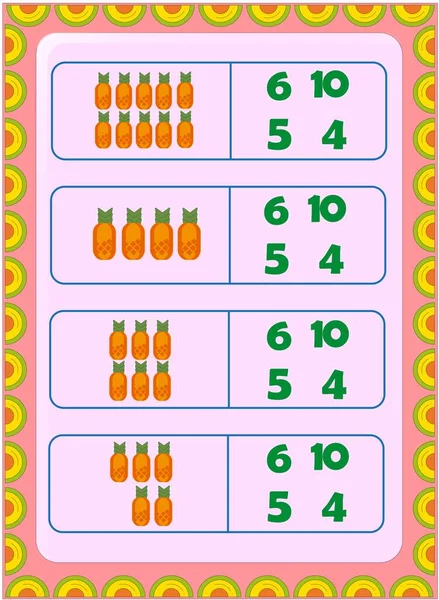 Preschool Toddler Math Pineapple Fruit Design — Stock Vector