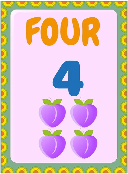 Matemáticas Preescolares Niños Pequeños Con Diseño Frutas Melocotón — Vector de stock