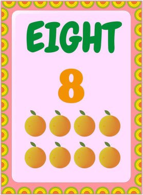 Turuncu meyve tasarımı ile anaokulu ve yeni yürümeye başlayan matematik