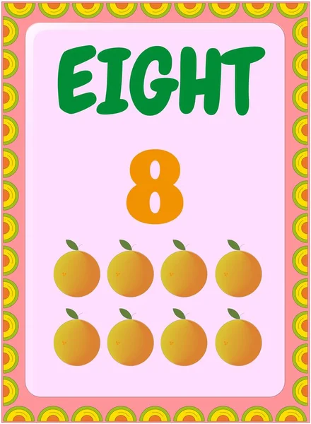 Matemáticas Preescolares Niños Pequeños Con Diseño Fruta Naranja — Vector de stock