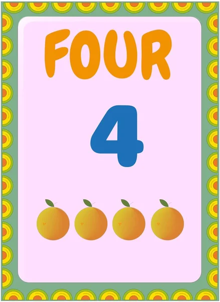 Preschool Toddler Math Orange Fruit Design — Stock Vector