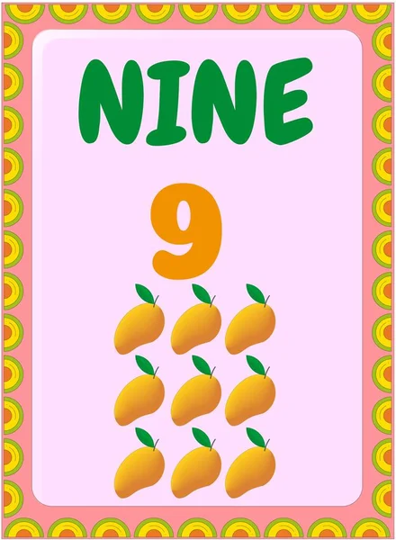 Matemáticas Preescolares Niños Pequeños Con Diseño Fruta Mango — Vector de stock