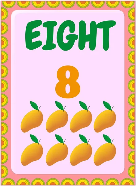 Preschool Toddler Math Mango Fruit Design — Stock Vector