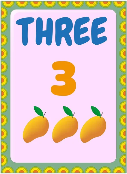 Förskola Och Småbarn Matematik Med Mango Frukt Design — Stock vektor