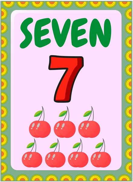 樱桃设计的学龄前幼儿数学 — 图库矢量图片