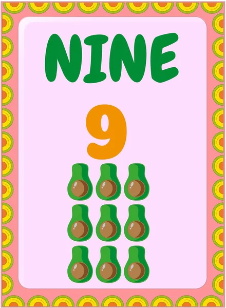 Matemática Pré Escolar Infantil Com Design Frutas Meio Abacate —  Vetores de Stock