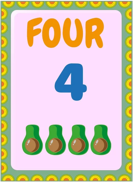 Matemáticas Preescolares Niños Pequeños Con Medio Aguacate Diseño Frutas — Vector de stock