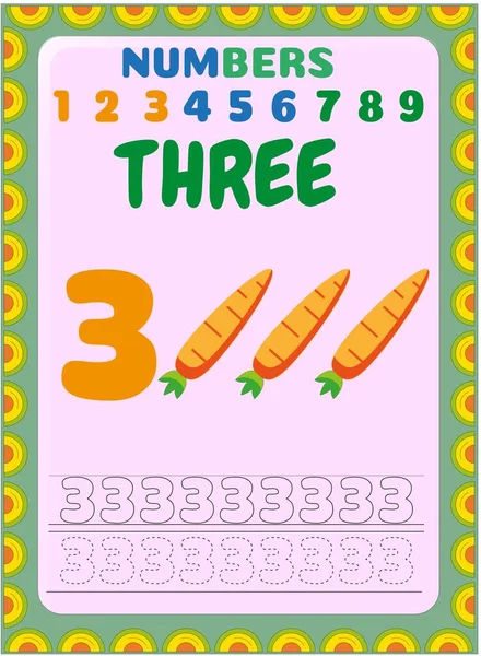 Математика Дошкільнят Малюків Дизайном Моркви — стоковий вектор