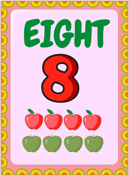 Matemáticas Preescolares Con Manzana Verde Diseño Manzana Roja — Archivo Imágenes Vectoriales