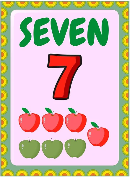 Preschool Toddler Math Green Apple Red Apple Design — Stock Vector