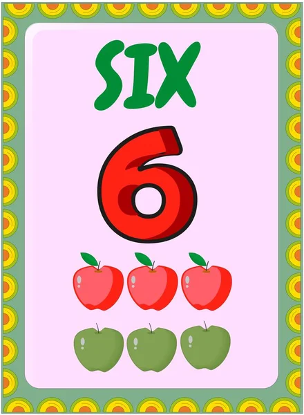 Matemáticas Preescolares Con Manzana Verde Diseño Manzana Roja — Archivo Imágenes Vectoriales