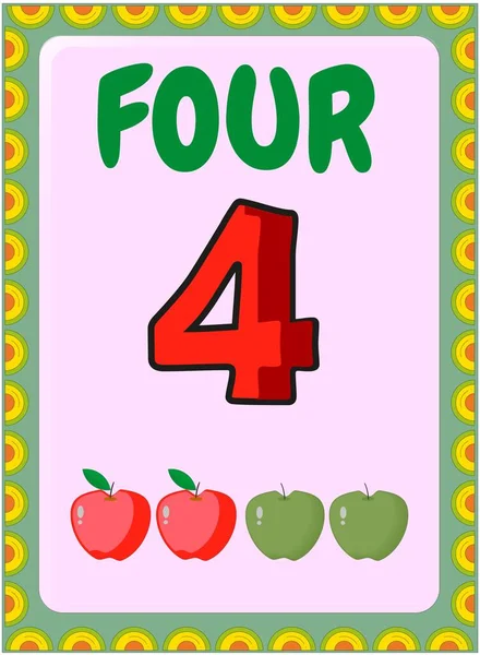 Matemáticas Preescolares Con Manzana Verde Diseño Manzana Roja — Vector de stock