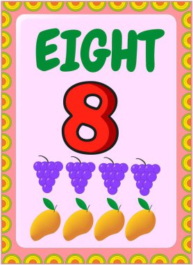 Üzüm ve mango tasarımı ile okul öncesi bebek matematiği