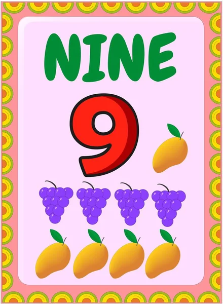 Preschool Toddler Math Grapes Mango Design — Stock Vector