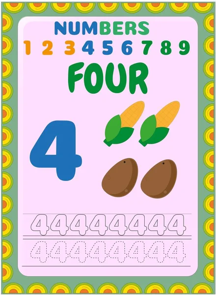 Математика Дошкільнят Малюків Дизайном Картоплі Кукурудзи — стоковий вектор
