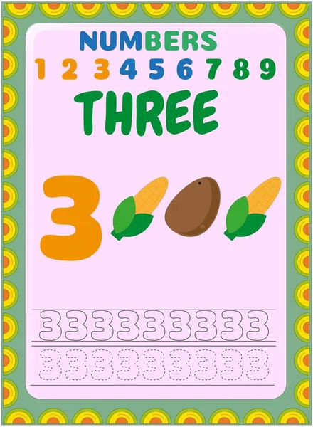 Mathématiques Préscolaires Tout Petits Avec Pomme Terre Maïs — Image vectorielle