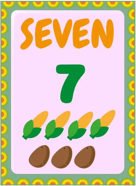 马铃薯和玉米设计的学龄前和幼儿数学 — 图库矢量图片