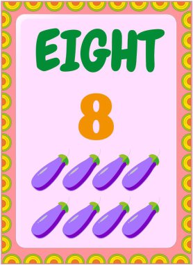 Patlıcan meyve tasarımı ile okul öncesi ve yeni yürümeye başlayan matematik