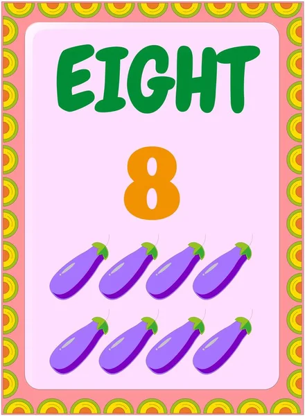 Preschool Toddler Math Eggplant Fruit Design — Stock Vector