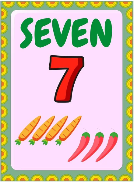 具有墨西哥辣椒和胡萝卜设计的学龄前幼儿数学 — 图库矢量图片