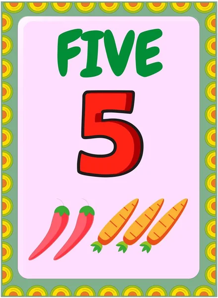 具有墨西哥辣椒和胡萝卜设计的学龄前幼儿数学 — 图库矢量图片