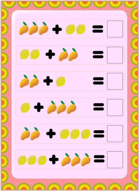 Mango ve limon tasarımı ile okul öncesi ve bebek matematiği