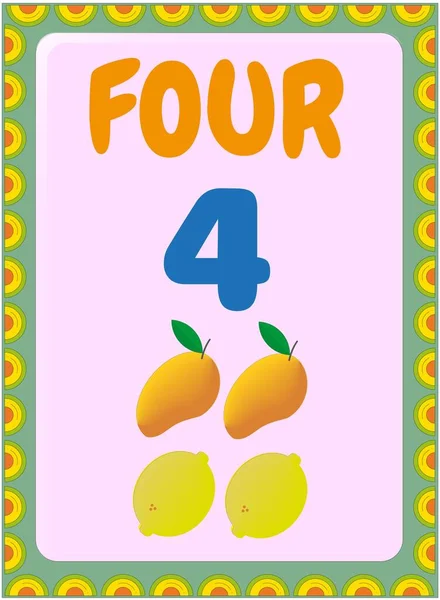 Mango Limon Tasarımı Ile Okul Öncesi Bebek Matematiği — Stok Vektör