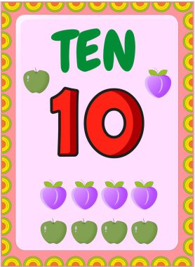 Şeftali ve yeşil elma tasarımı ile okul öncesi bebek matematiği