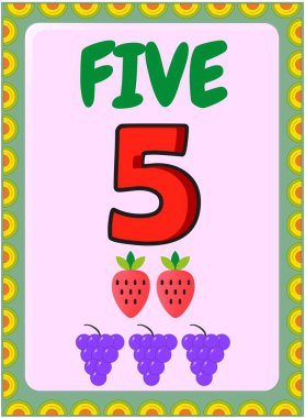 Üzümler ve çilek tasarımı ile okul öncesi bebek matematiği