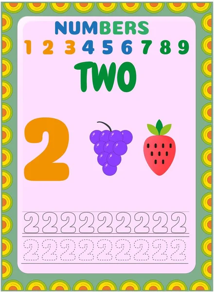 Mathe Für Vorschulkinder Mit Trauben Und Erdbeer Design — Stockvektor