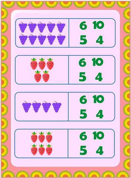 Førskolebørn Matematik Med Druer Jordbær Design – Stock-vektor