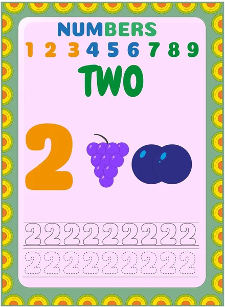 Matematika Anak Dengan Desain Blueberry Dan Anggur - Stok Vektor