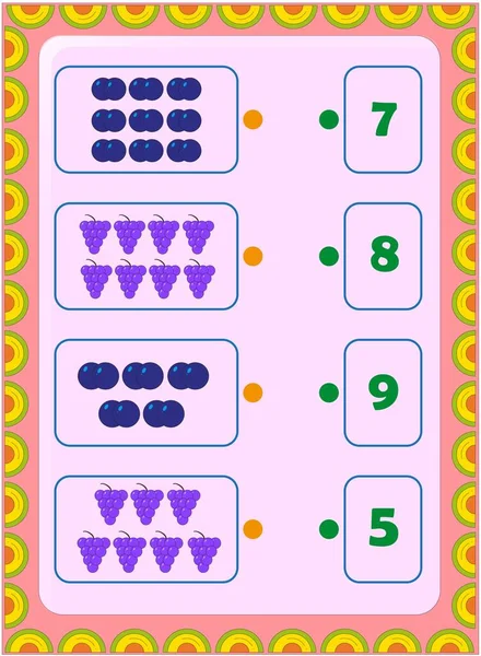 Matematica Bambini Età Prescolare Con Design Mirtilli Uva — Vettoriale Stock